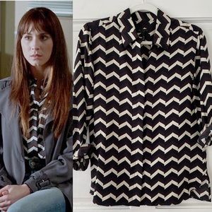 rag & bone $350 Chevron Blouse 100% Silk Small